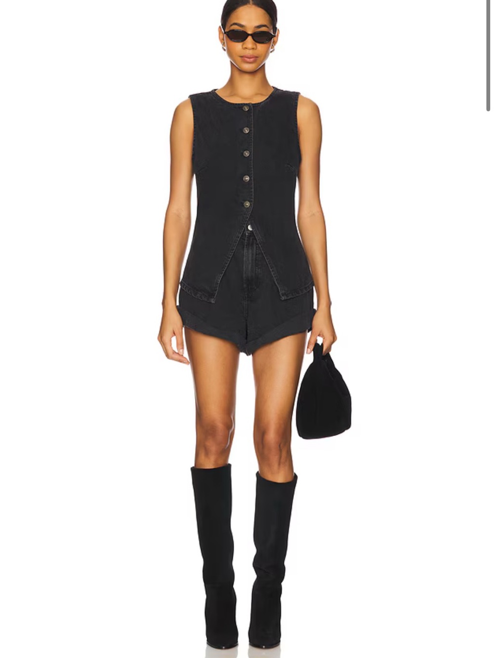 Free People Black Denim Jean Aimee Vest - Picture 3 of 8